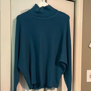 Milano Blue Cowl Neck Sweater with Dolman Sleeves